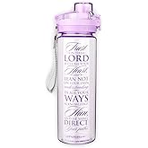 Christian Art Gifts Wide Mouth BPA-Free Reusable Plastic Sports Water Bottle for Men & Women, Inspirational Scripture w/Locking Flip-Top Lid & Carry Strap, 28 oz.