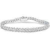 Gemsme 3.0mm S Shape Tennis Bracelet for Women, 18K White/Yellow Gold Plated Round Cubic Zirconia Link Bracelet