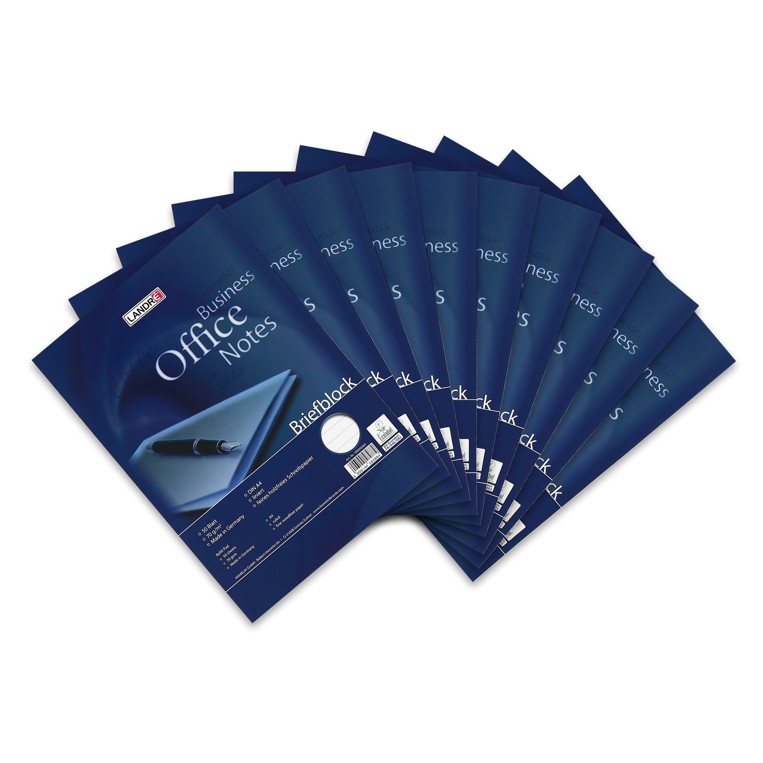 Landre Office 100050262 Blank A4 50 Sheets 70 g/m² (Pack of 10 Letter pad "Office", A4, 50 Sheets, Lined