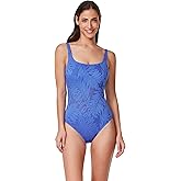 Profile by Gottex Textured Square Neck One Piece - Front Lining with Midsection Mesh Cutout, Soft Cups, Adjustable Straps
