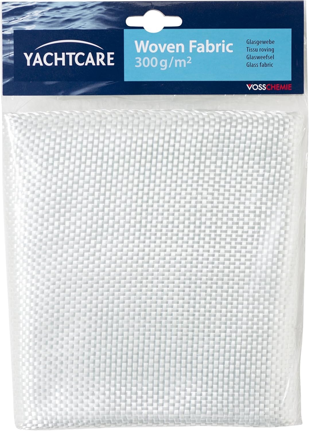 Yachtcare Glass Fabric, Surface Weight 300 g/m², White, Content 1 m², High-Quality Reinforcement Agent for Repairs with Polyester Resin and Epoxy Resin