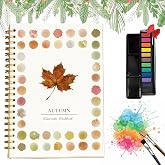 Hugs Garden Watercolor Workbook Autumn, Watercolor Paint Set with 12 Paints, Paint Brush & Multiple Same Styles, Water Coloring Book Art Crafts Painting Kit, Gifts for Women