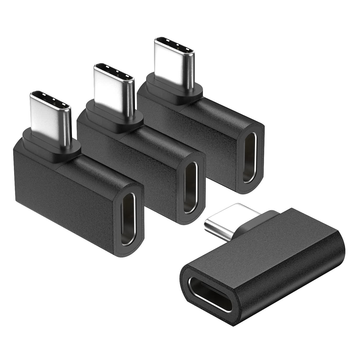 UseBean USB C 90 Degree Adapter [4 Pack], 100W 20Gbps 4K Video USB C Male to USB C Female Right Angle Extender Connector,L Shape Type C Lead for Steam Deck, Switch,ROG Ally,MacBook,iPad,iPhone 15