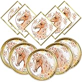 40Packs Horse Birthday Party Supplies20 Plates and 20 Napkins, Wild West Rodeo Party Decorations Party Dinner Dessert Plate Napkins Birthday Tableware Decorations for Girls