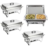 EHOMEA2Z Chafing Dish Buffet Set (4 Pack) Chafers 8QT Buffet Servers And Warmers, Chaffing Servers With Covers, Catering, Cha