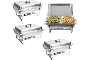 EHOMEA2Z Chafing Dish Buffet Set (4 Pack) Chafers 8QT Buffet Servers And Warmers, Chaffing Servers With Covers, Catering, Cha