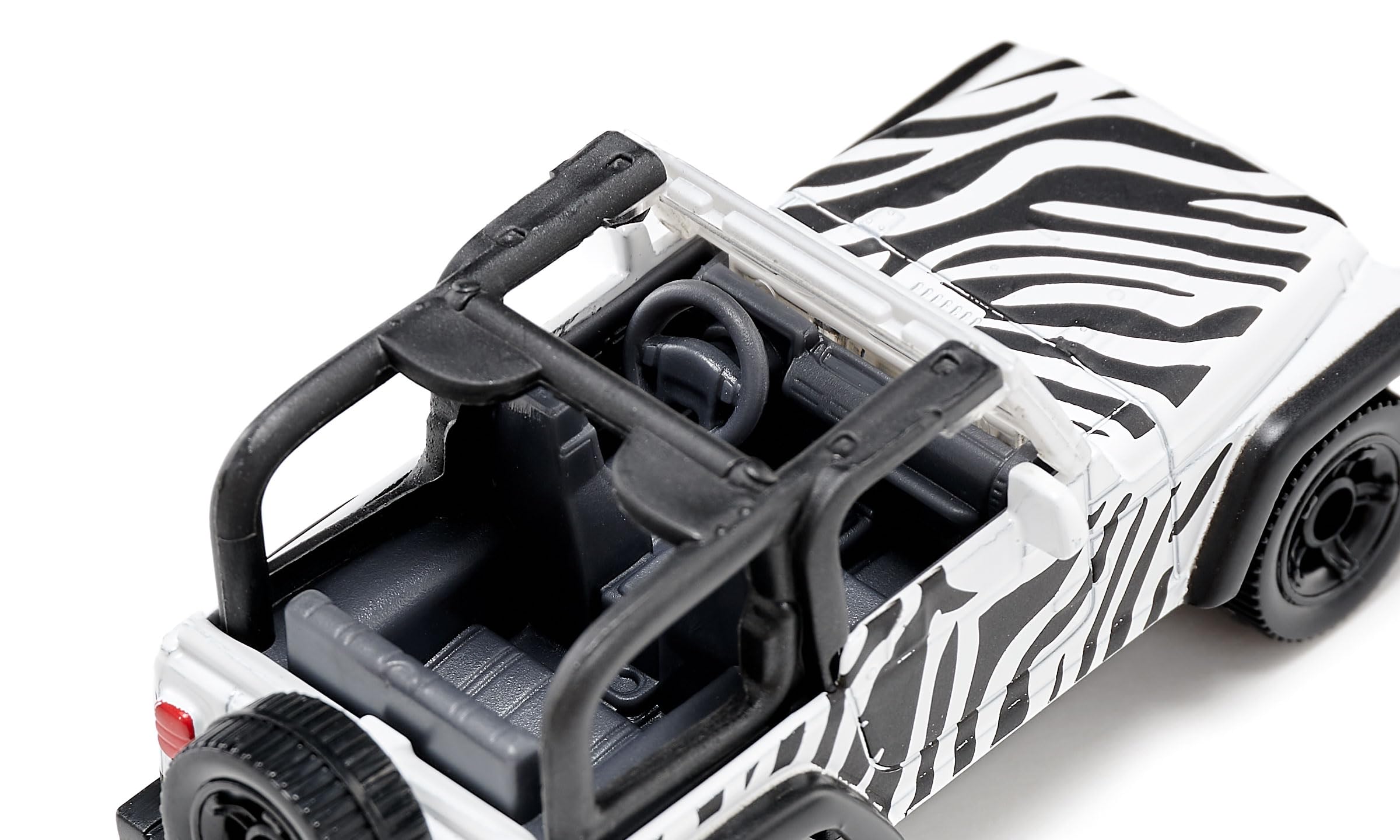 siku 1546, Jeep Wrangler Safari, Metall/Kunststoff, Schwarz/Weiß, Spielzeugauto für Kinder, Anhängerkupplung 2