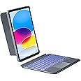 Inateck iPad 11th/10th Generation Case with Keyboard, Detachable Keyboard Case with 7-Color Backlight and Touchpad for iPad 10th(10.9"),ipad 11th Generation(2025 A16), KB04112 Gray
