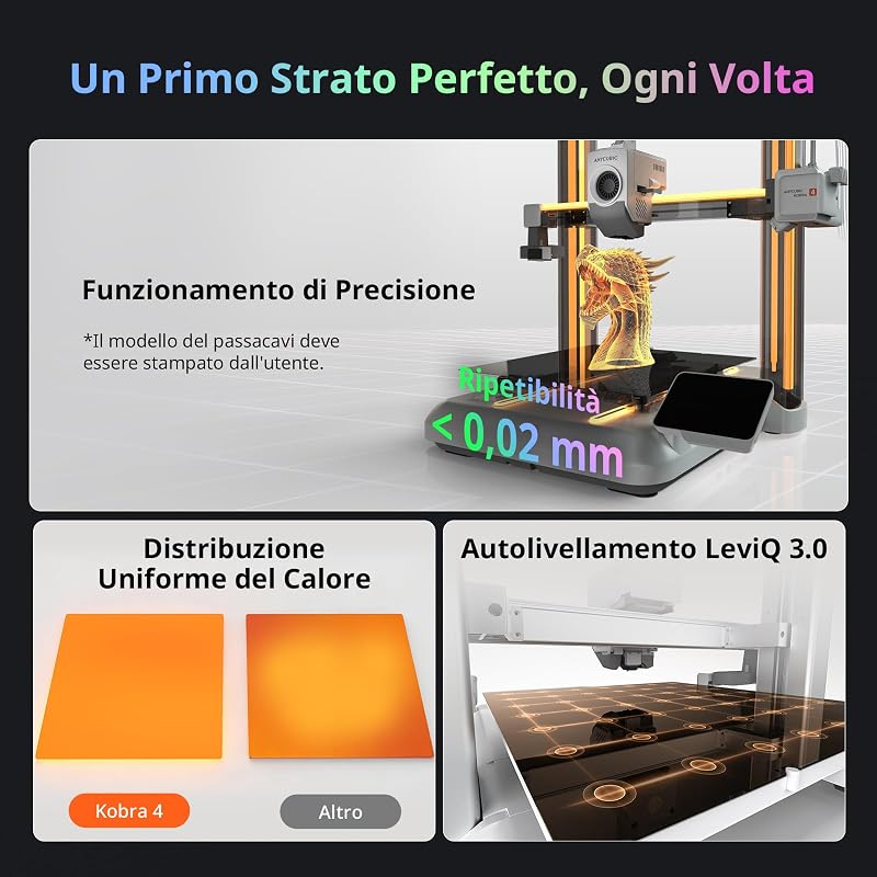 Kobra 4 Stampante 3D per Principianti, 260x260x260 mm