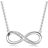 PUPILLEMON Infinity Pendant Necklace for Women, 925 Sterling Silver Love Heart Necklace Fine Jewelry