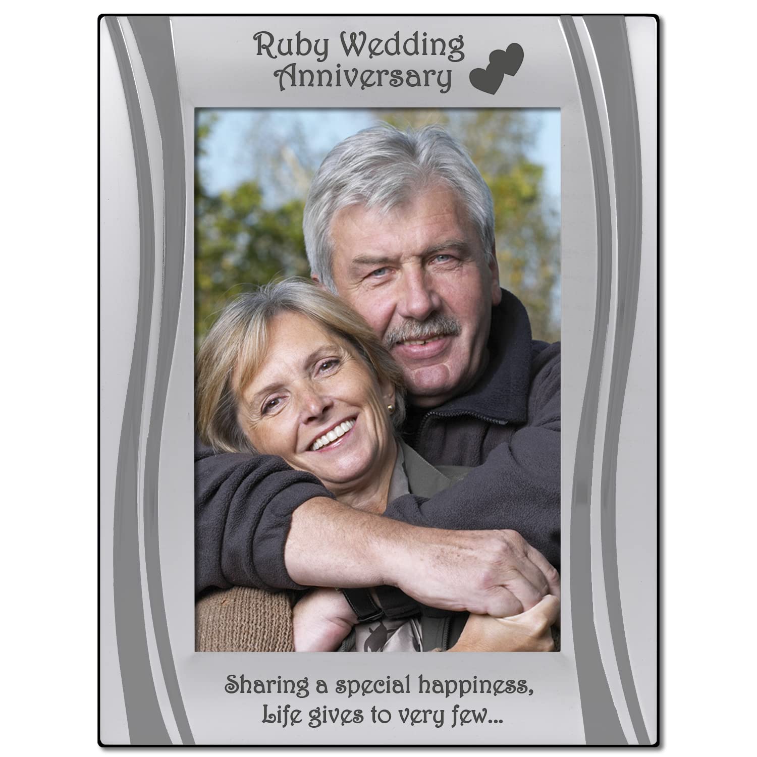 Ruby 40th Wedding Anniversary Photo Frame, Silver Plated, Velvet Backed, Engraved.