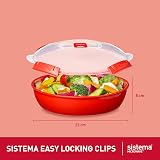 Sistema Round Microwave Container 1.3 L Red with Steam Release Vent view 2