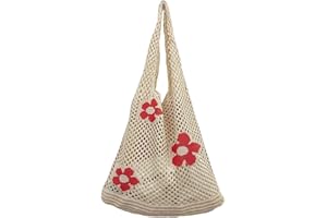 AIYUENCICI Crochet Tote, Fairy Hobo for Women - Y2k Purse, Knitted Shoulder Bag for Girls - Mesh Beach Bags