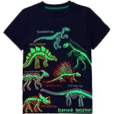 Julymens Boys' Kids Novelty Luminous Short Sleeve and Long Sleeve T-Shirts Cotton Cartoon Tops for 1-6 Years