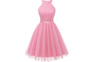 Dressystar Women's Short Halter Cocktail Party Dress Lace Tulle Prom Gown