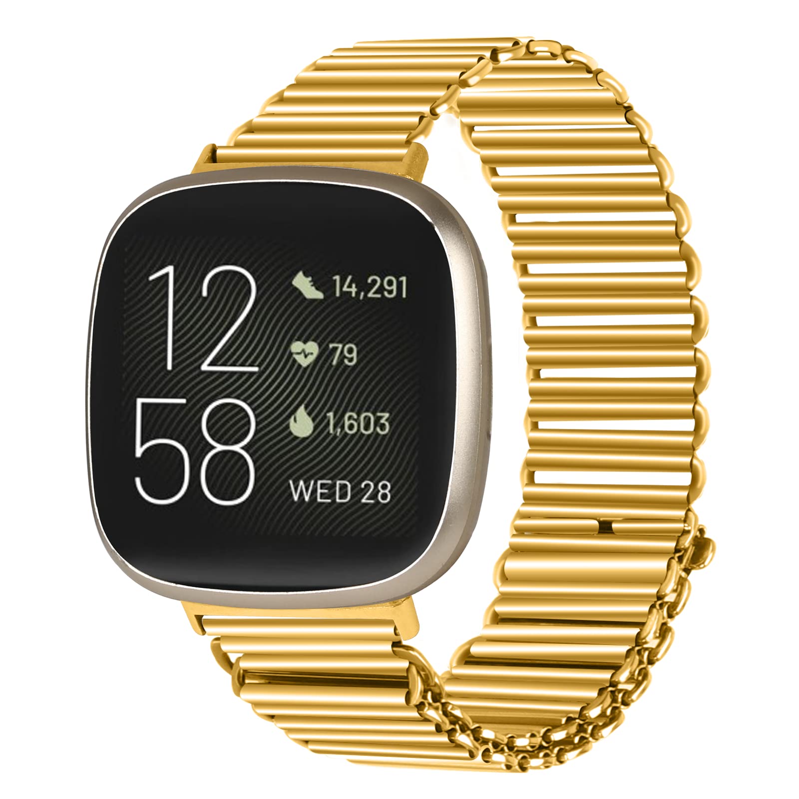 Gimuk Straps Compatible with Fitbit Versa 4 Strap for Women Men, Adjustable Stainless Steel Metal Wristband Sport Replacement Strap Band Bracelet for Fitbit Versa 4/Sense 2/Versa 3/Sense (Gold)