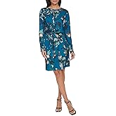 Calvin Klein Womens Knot Detail Long Sleeve Dress