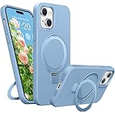 BENTIACC Soft Liquid Silicone Case for iPhone 15 with Magnetic Invisible Stand, Military Grade Shockproof Protection, Anti-Scratch Microfiber Lining Covers for iPhone 15, Light Blue