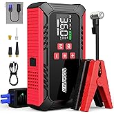 8000A Jump Starter with Air Compressor, 26800mAh Car Battery Jump Starter (All Gas/16.0L Diesel) with 150PSI Auto-Shutoff Tire Inflator, 12V Jump Box with Booster, Jumper Cables, Cigarette Lighter