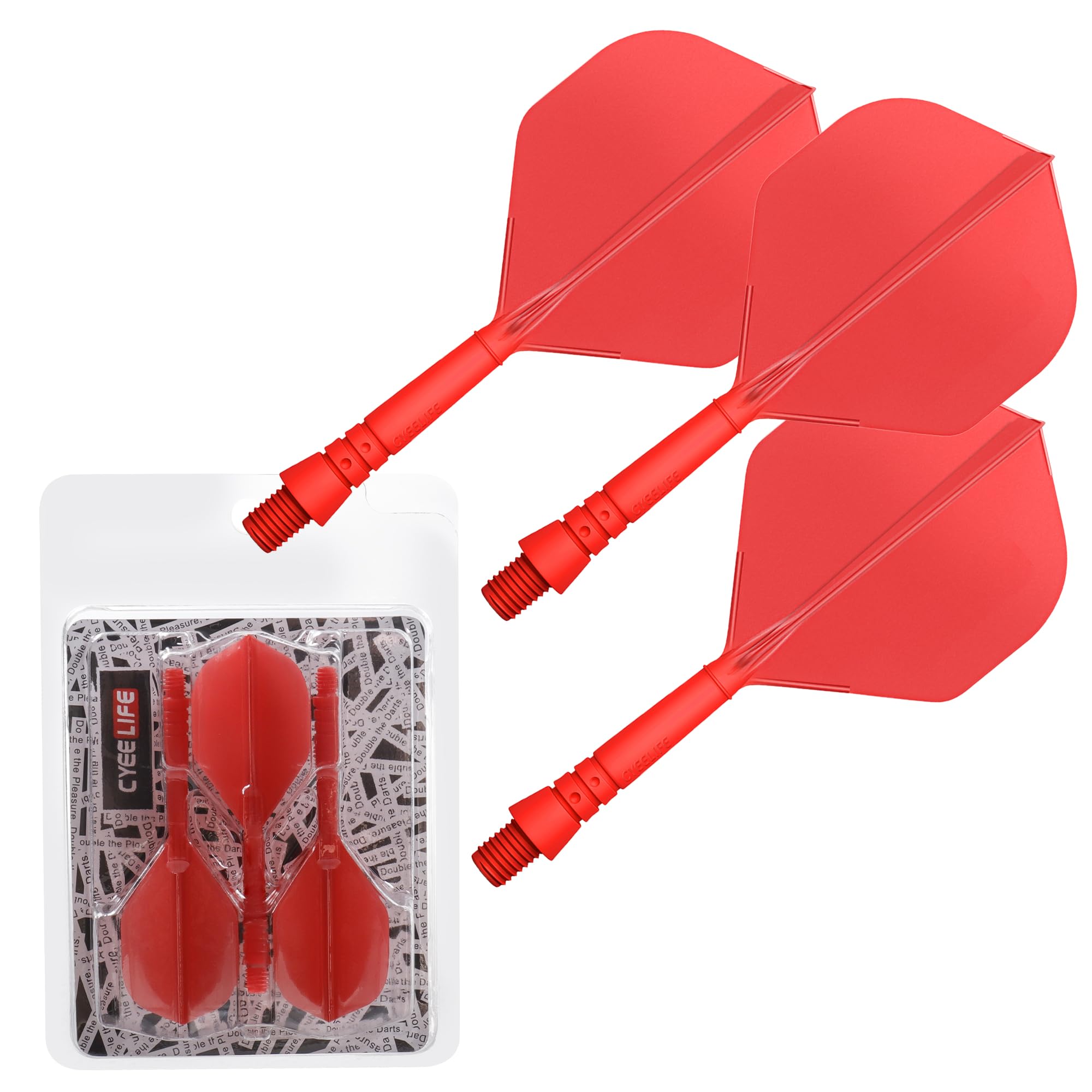 CyeeLife Integrated Dart Shaft and Flights Standard Shape,Dart Accessory Black/Red/Blue/Green/Yellow (Red-2BA)