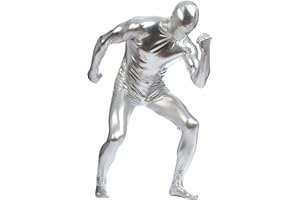 Aniler Men's and Women's Metallic Shiny Zipper Zentai Stretchy Costume Cosplay Full Bodysuit
