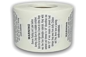 LABELS AND MORE INC. 500 2" Round Candle Warning Container Labels Stickers