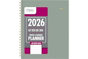 Mead 2026 Planner, Weekly & Monthly, 15-Month, 8-1/2" x 11", Large, Basic, Sage Green (CRW6209326)