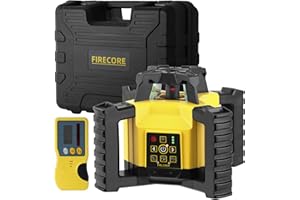 Firecore FRL300R Rotary Laser Level Kit, 360 Degree Self-Leveling Horizontal Rotary Laser for Construction, Outdoor Laser Level with Receiver, Rechargeable Battery, Rod Clamp & Remote Control Included