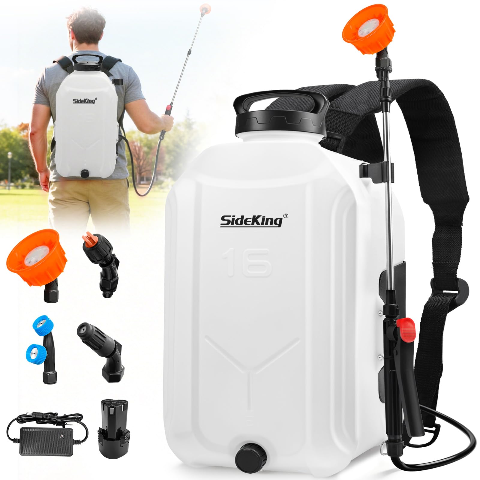 SideKing 4.2 Gallon Backpack Sprayer Battery Powered, 100 PSI