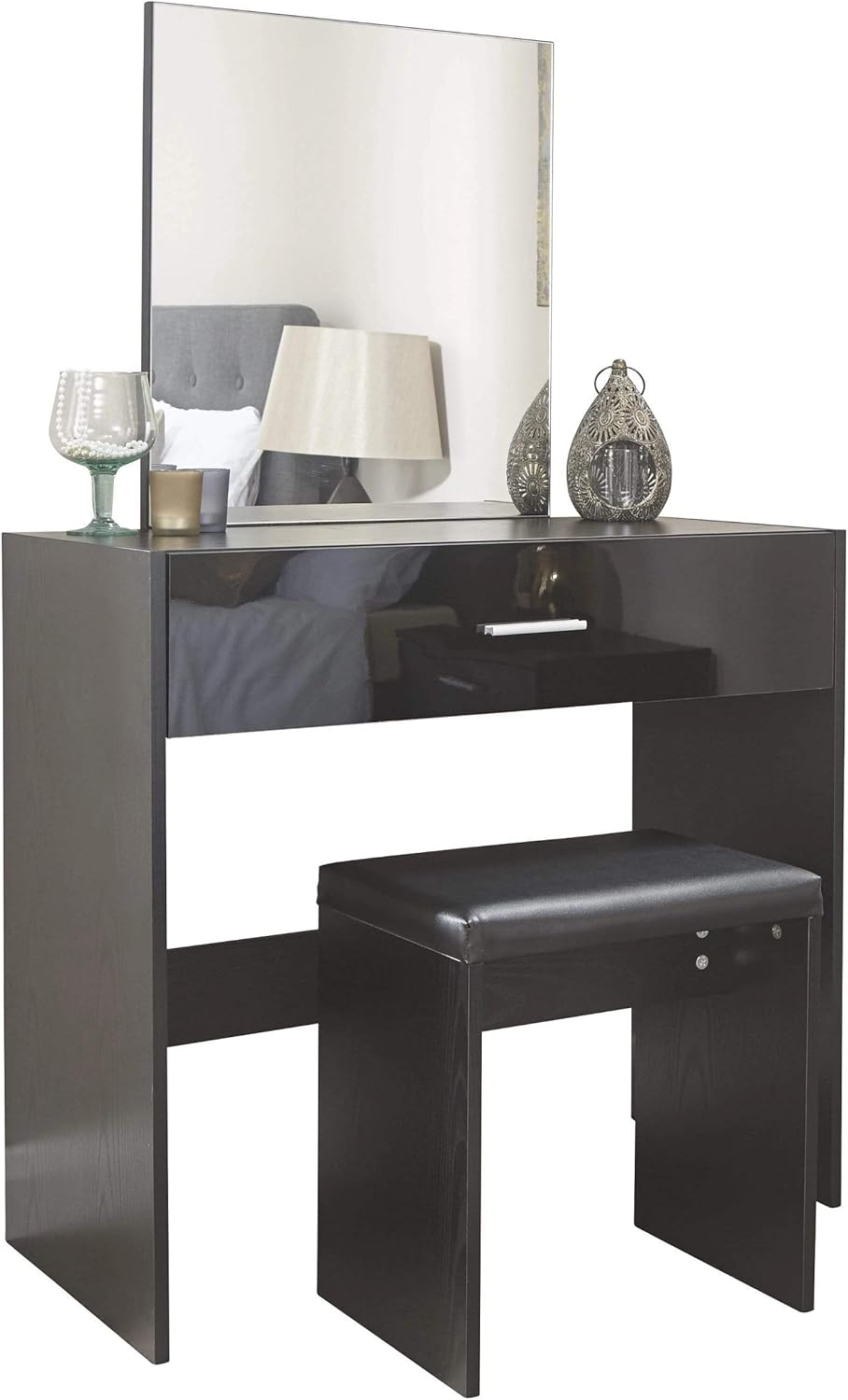 GFW The Furniture Warehouse Ottawa High Gloss Dressing Table & Stool