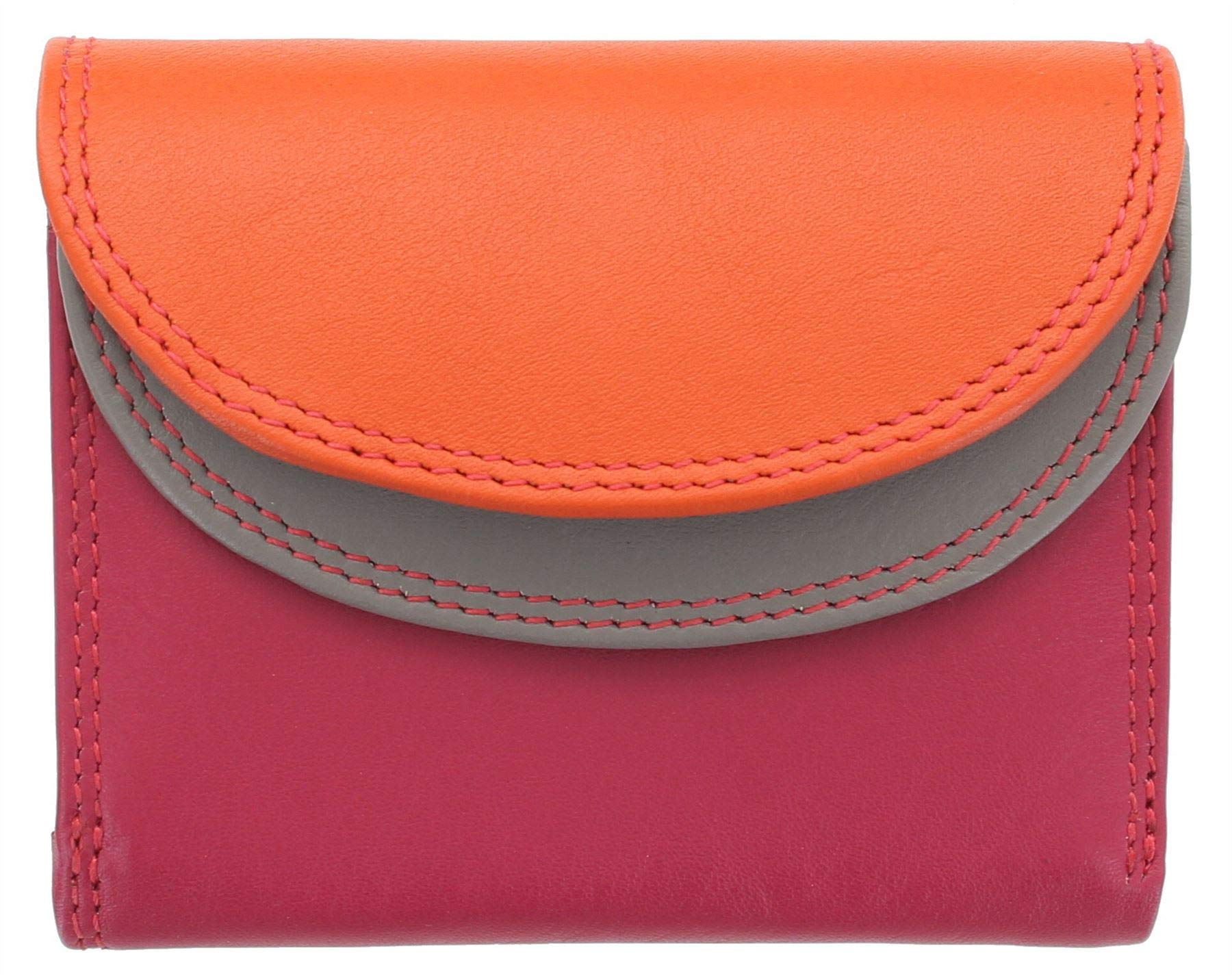 Visconti Rainbow Collection Small Leather Purse RFID and Tap and Go RB126 Orange Multi