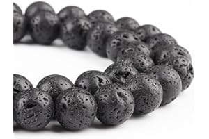 DIQIO Natural Lava Beads for Jewelry Making - Stone Beads Gemstone Beads for Bracelets, 6mm Black Lava Round Loose Beads(58-60pcs, 6mm, Lava)