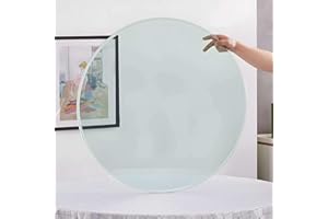 CRIPNAS 40 Inch Round Glass Table Top,Transparent Tempered Glass Tabletop,1/4" Thick Pencil Polished Edge Multipurpose for Patio Lazy Susan Replacement Tabletop