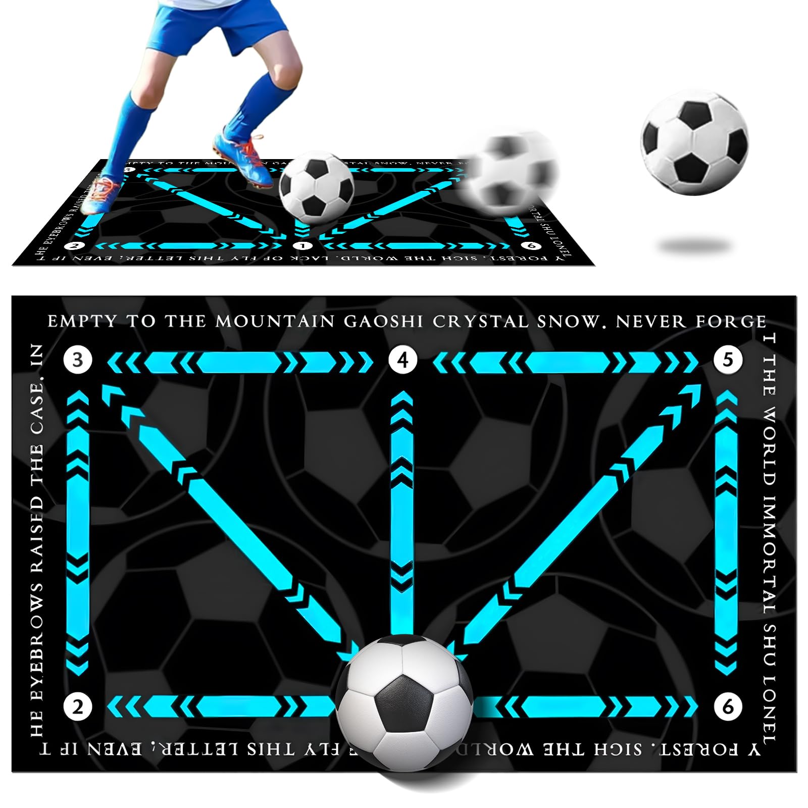 Football Training Mat, Soccer Trainningmat for All Levels, Non-Slip Silent Gymnastics-Mat, Footstep Training Equipment for All Ages to Improve Speed, Strength, and Coordination