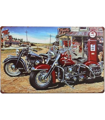 Vintage Wall Decor Harley Davidson Willy's Garage Motorcycle Route