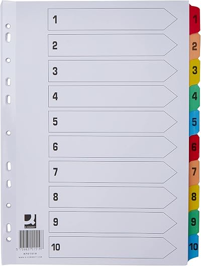 Q-Connect 1-10 Index Divider A4 White Multi-Punched Reinforced Tabs