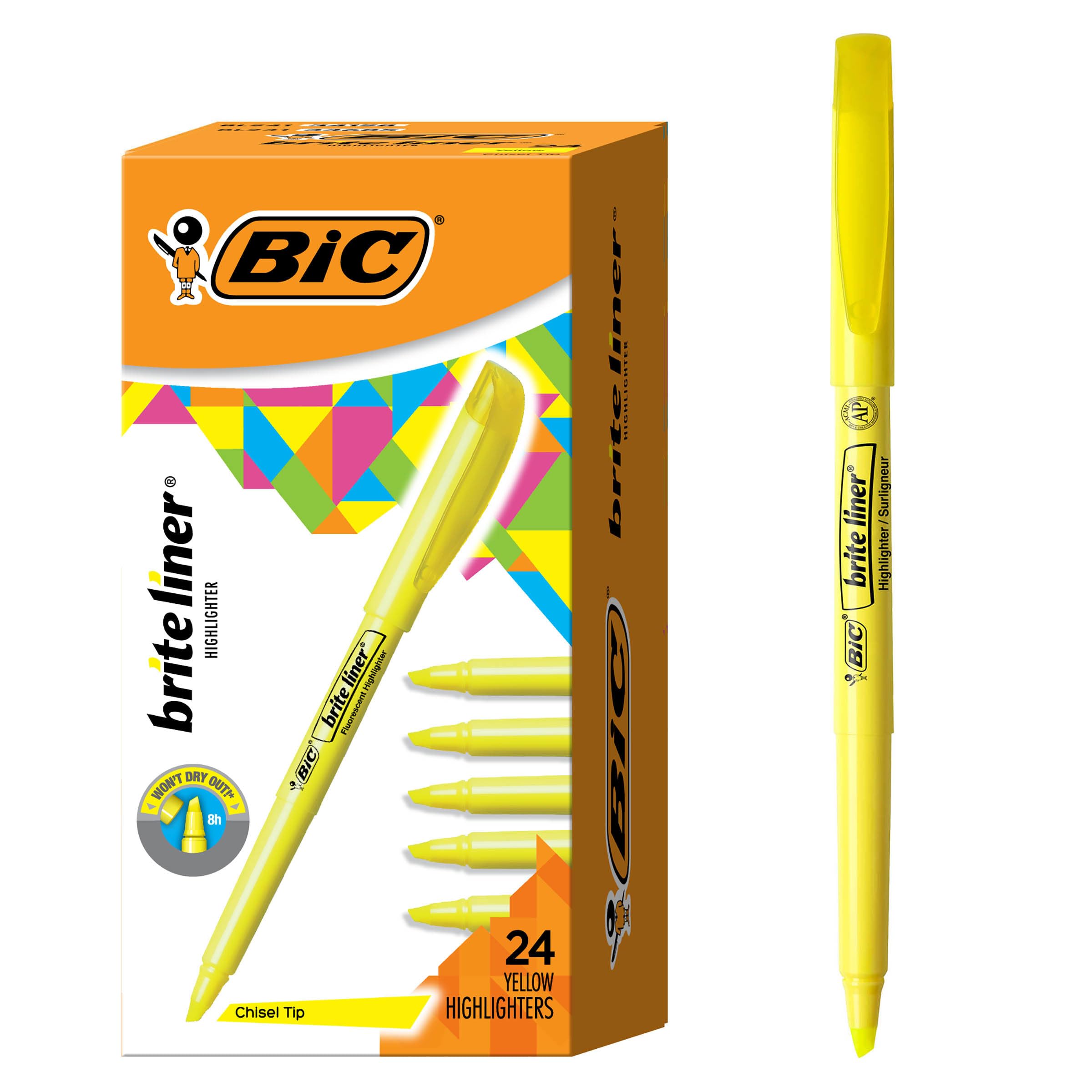 Photo 1 of BIC Brite Liner Highlighters, Chisel Tip, 24-Count Pack of Yellow Highlighters, Ideal Highlighter Set for Organizing and Coloring