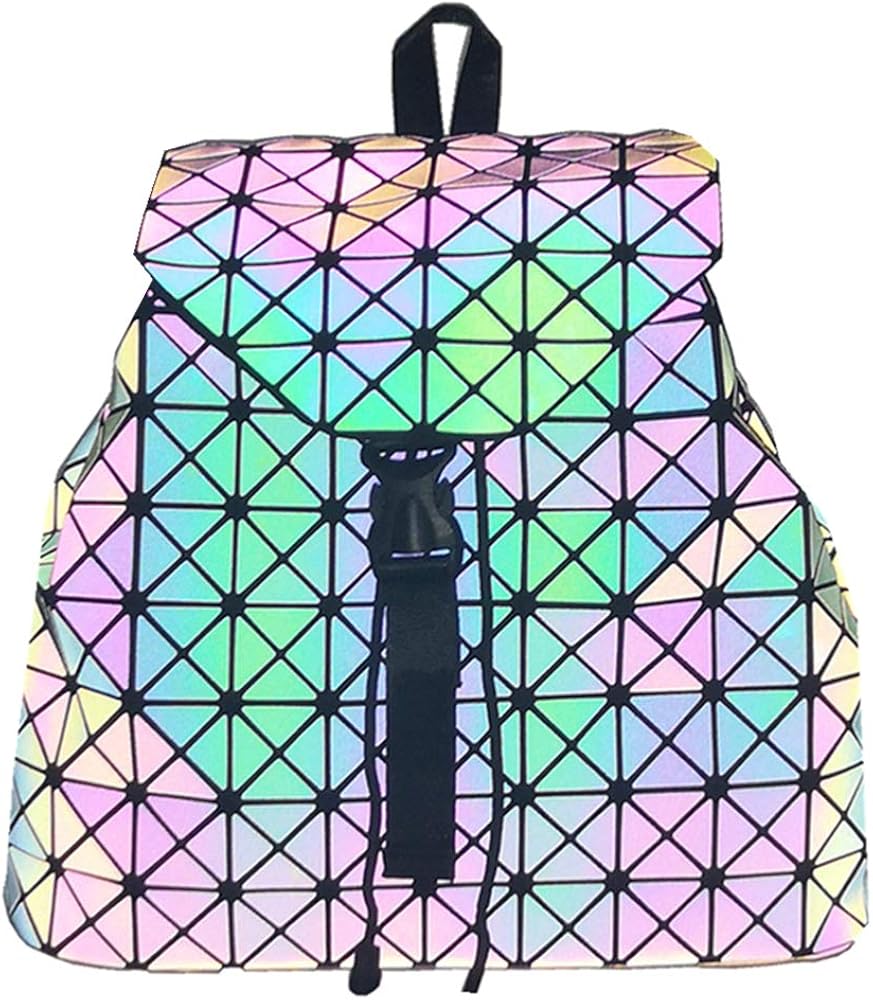 HotOne Luminous Geometric Purse and Handbag Holographic Purse Reflective Purse Fashion Backpacks