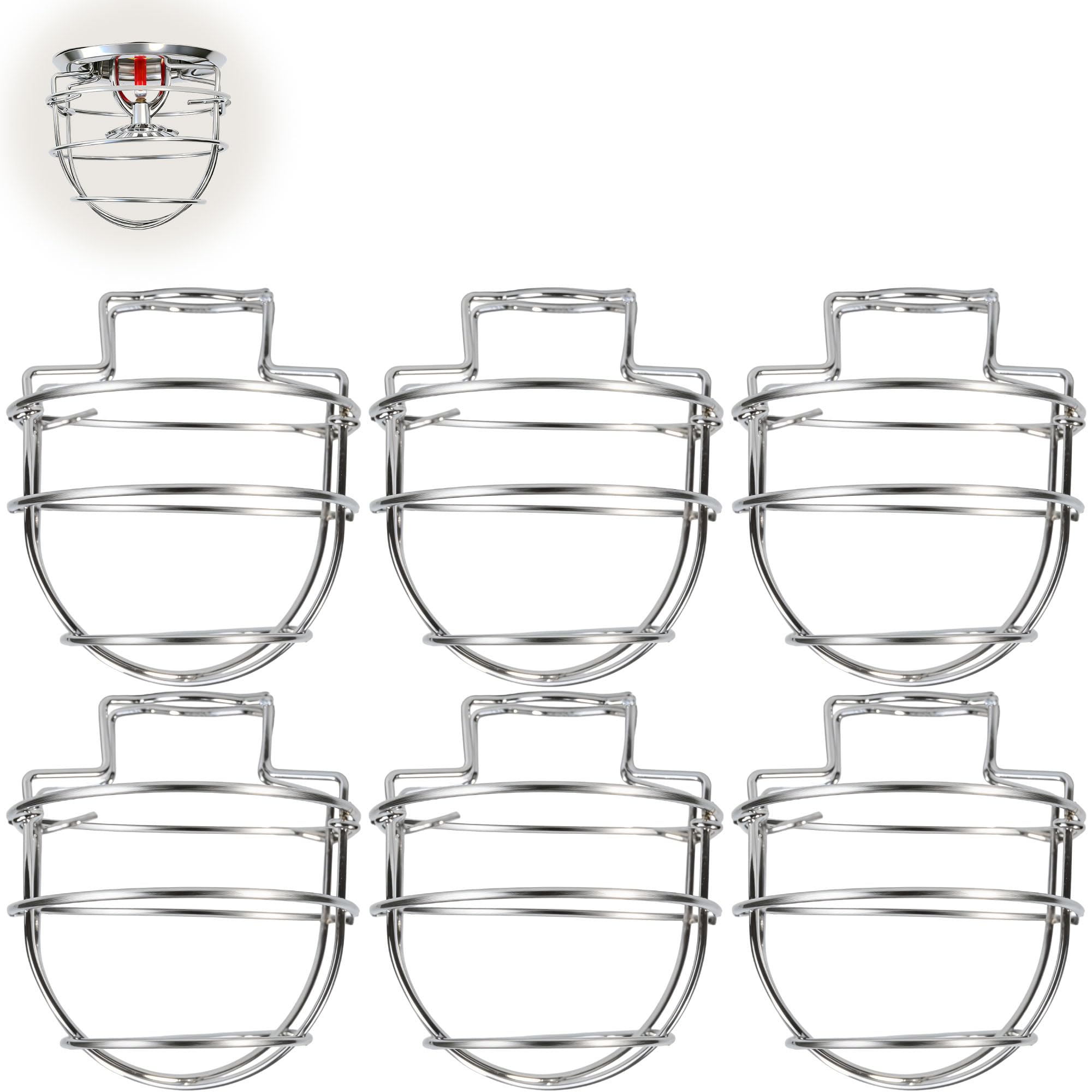 Happy Tree (6 Pack) Fire Sprinkler Head Guard Cage for 1/2" Recessed/Horizontal Sidewall Drywall-Mounted Sprinkler Heads Chrome PlatedProtector Fire Sprinkler Head Cover