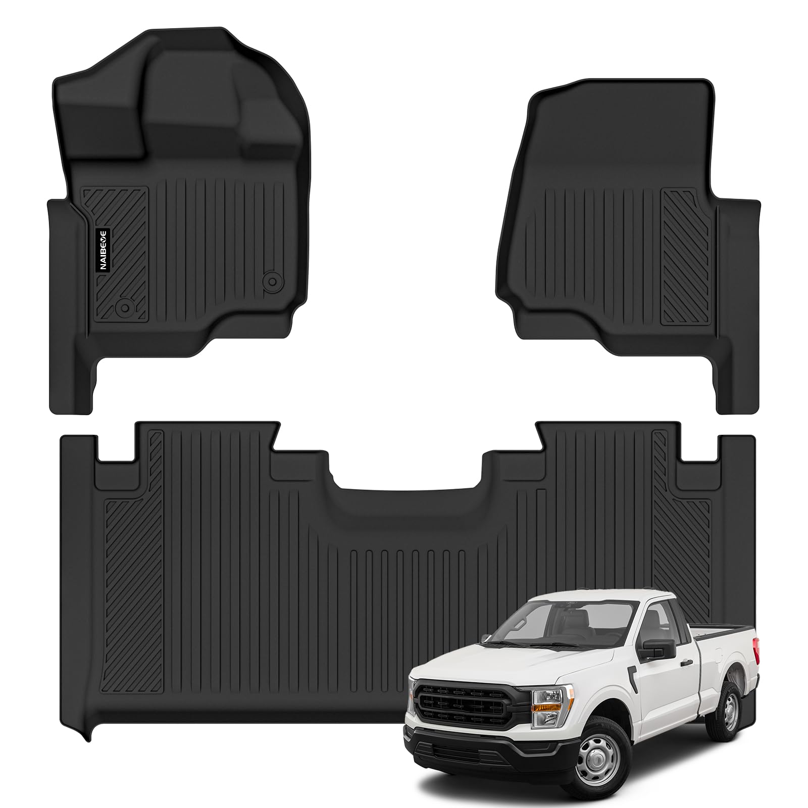 Naibeve Floor Mats for Ford F150 2015-2025 Super Cab/Extended Cab-All Weather Custom Fit for Ford F-150 Floor Mats Liners Waterproof Interior Accessories Image