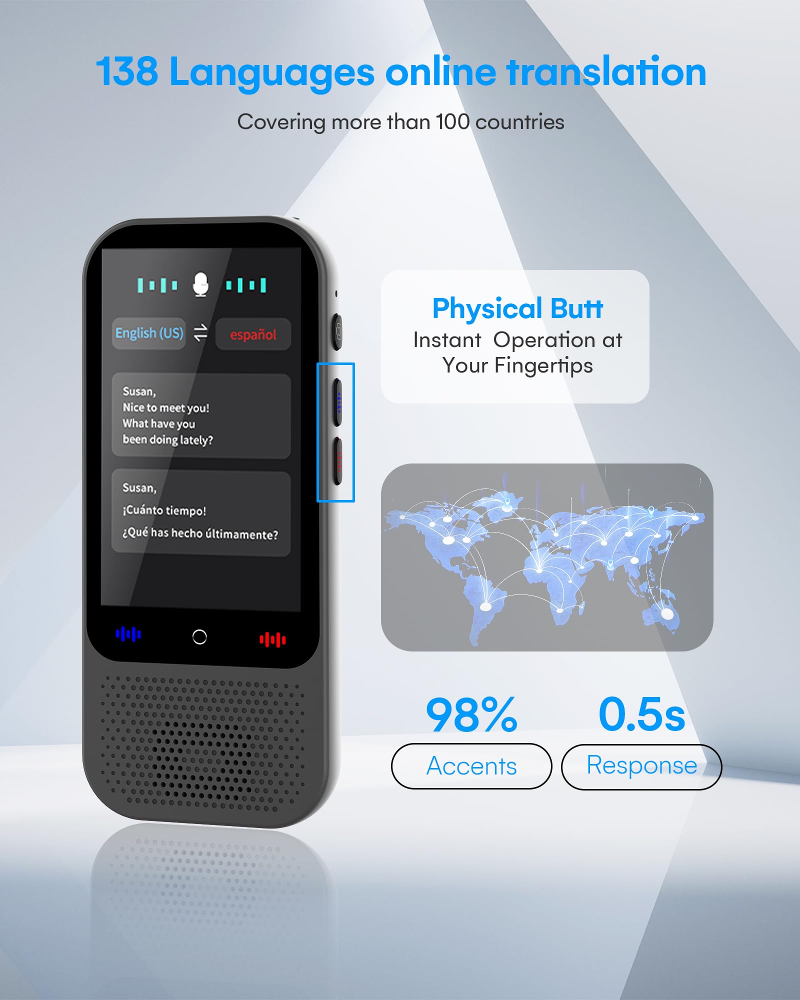 Language Translator Device No WiFi Needed, Upgraded S80 Pro Ai ChatGpt PortableTranslator with 138 Languages, Real-Time Two-Way Voice Offline/Photo/Translation Device for Travel Business Learning