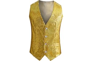Mens Sequin Vest Glitter Suit Vest Sparkly Tank Top Sleeveless Disco Crop Jacket Men's Vest Carnival Costume