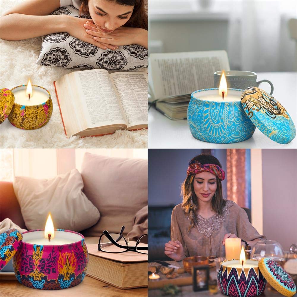 Birthday Gifts for Women,Aromatherapy Gifts Candles for Home Scented,Christmas Gifts for Family,Smoke Free Strong Fragrance Soy Wax Portable Travel Tin Candle Gifts Set for Women: Home & Kitchen