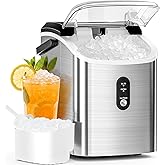 Antarctic Star Nugget Ice Maker Countertop with Soft Chewable Ice, Portable Sonic Ice Maker with Basket and Scoop, Removable 