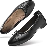 hash bubbie Women's Flats Shoes Black Ballet Flats Foldable PU Leather Comfortable Slip-On Dress Shoes with Bow