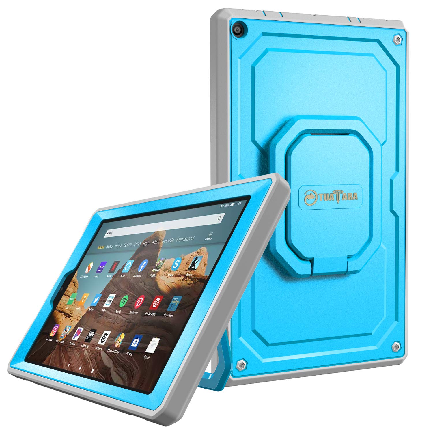 Mua Fintie Fire Hd 10 ケース All New Amazon Fire Hd 10 タブレット 17 New モデル 保護カバー バンパー 360 回転スタンド グリップ付き 耐衝撃 全面保護型 アーマートカゲケー ブルー Tren Amazon Nhật Chinh Hang 21 Fado