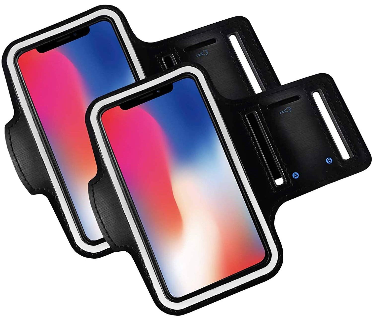 Phone holder for running 2 pack compatible with all mobile phones up to 6.8" Screen running phone holders phone armband phone holder arm bands black