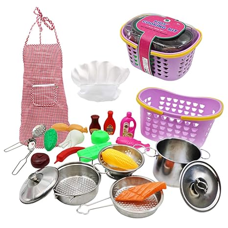 24Pcs Kochgeschirr Kinder Spielküche Zubehör Kinderküche Zubehör Set