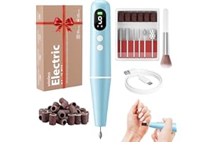 CCIGEDY Electric Nail Drill Kit Professional - 9 Speed Cordless Electric Nail File with LED Display, Portable Nail Drill Machine for Acrylic Gel Nails, Hand Feet Trimmer Buffer Tool for Women Men Baby Blue