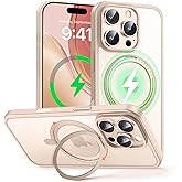 MAGIC JOHN 360° Rotatable Magnetic Invisible Stand for iPhone 16 Pro Max Case [Camera Control Button] [Compatible with MagSafe] 16FT Shockproof for iPhone 16 Pro Max Case with Kickstand, Rose Gold